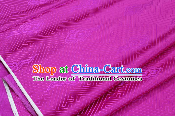 Chinese Traditional Royal Palace Cloud Pattern Rosy Brocade Mongolian Robe Fabric, Chinese Ancient Costume Satin Hanfu Tang Suit Material