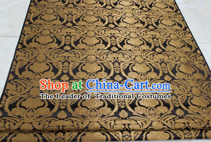 Chinese Traditional Royal Palace Pattern Deep Brown Brocade Mongolian Robe Tibetan Robe Fabric, Chinese Ancient Costume Satin Hanfu Tang Suit Material