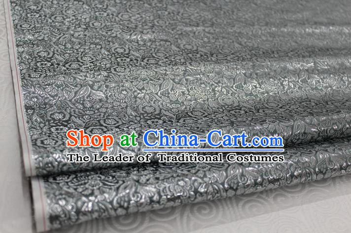 Chinese Traditional Royal Palace Pattern Cheongsam Deep Grey Brocade Fabric, Chinese Ancient Costume Satin Hanfu Material