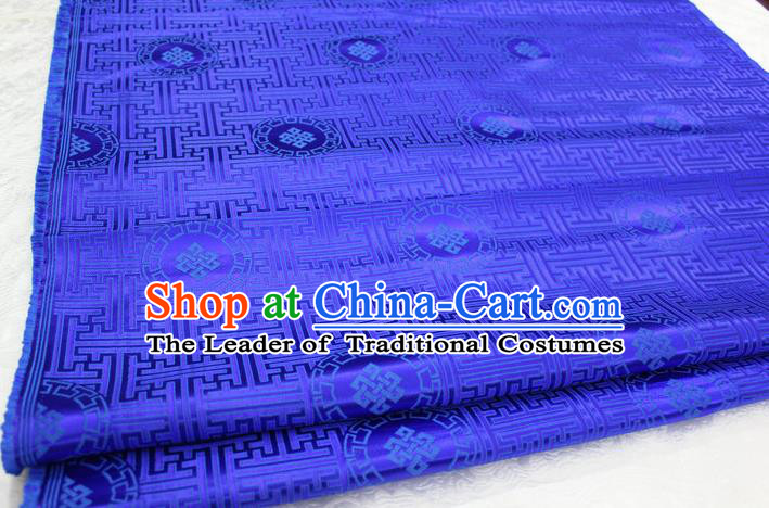 Chinese Traditional Ancient Costume Palace Pattern Mongolian Robe Royalblue Brocade Tang Suit Fabric Hanfu Material