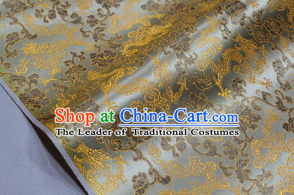 Chinese Traditional Ancient Costume Palace Dragons Pattern Mongolian Robe Yellow Brocade Tang Suit Fabric Hanfu Material