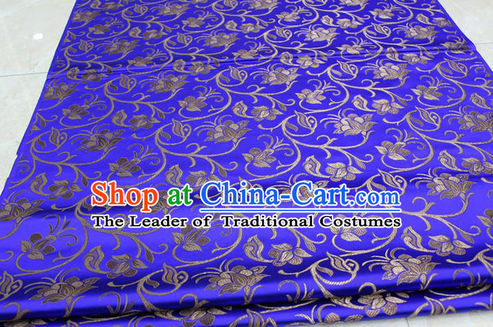 Chinese Traditional Palace Pattern Tang Suit Cheongsam Royalblue Brocade Fabric, Chinese Ancient Costume Hanfu Mongolian Robe Material