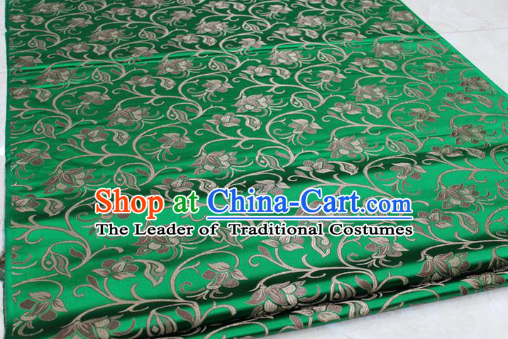 Chinese Traditional Palace Pattern Tang Suit Cheongsam Green Brocade Fabric, Chinese Ancient Costume Hanfu Mongolian Robe Material