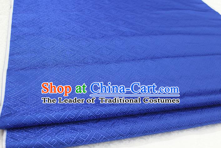 Chinese Traditional Ancient Costume Palace Pattern Mongolian Robe Royalblue Brocade Tang Suit Fabric Hanfu Material