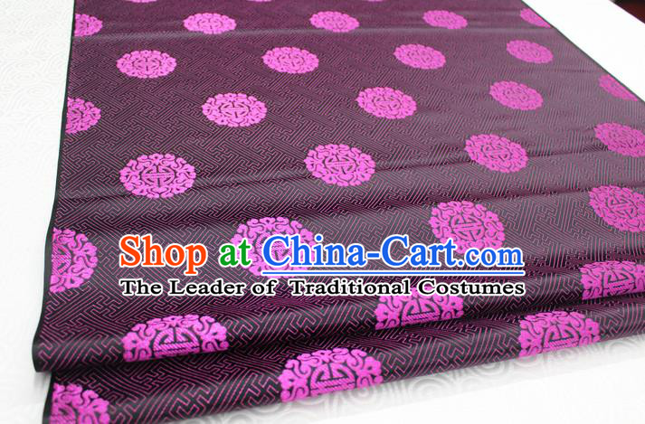 Chinese Traditional Ancient Costume Palace Rosy Longevity Pattern Cheongsam Mongolian Robe Black Brocade Tang Suit Fabric Hanfu Material