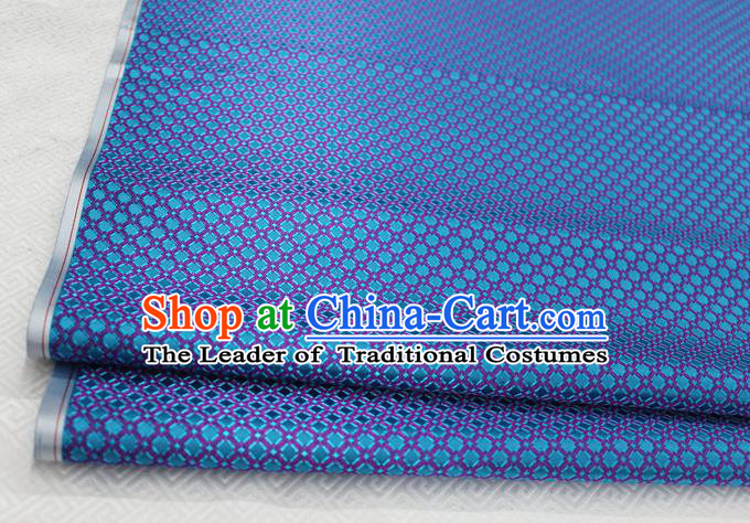 Chinese Traditional Ancient Costume Palace Pattern Lake Blue Brocade Cheongsam Satin Mongolian Robe Fabric Hanfu Material