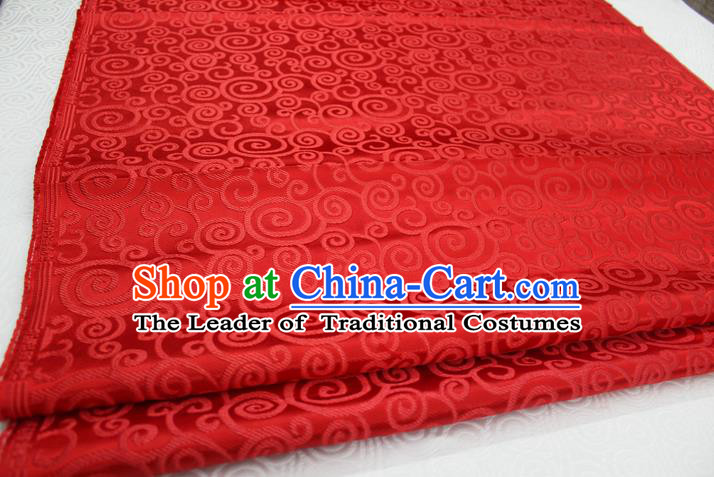 Chinese Traditional Ancient Costume Palace Clouds Pattern Red Brocade Cheongsam Satin Mongolian Robe Fabric Hanfu Material