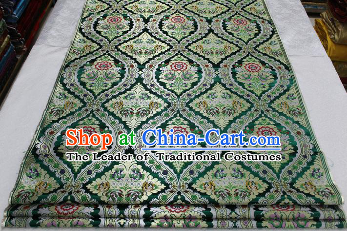 Chinese Traditional Ancient Costume Palace Pattern Cheongsam Green Nanjing Brocade Xiuhe Suit Satin Fabric Hanfu Material