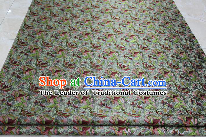 Chinese Traditional Ancient Costume Palace Flowers Pattern Kimono Green Brocade Tang Suit Satin Cheongsam Fabric Hanfu Material