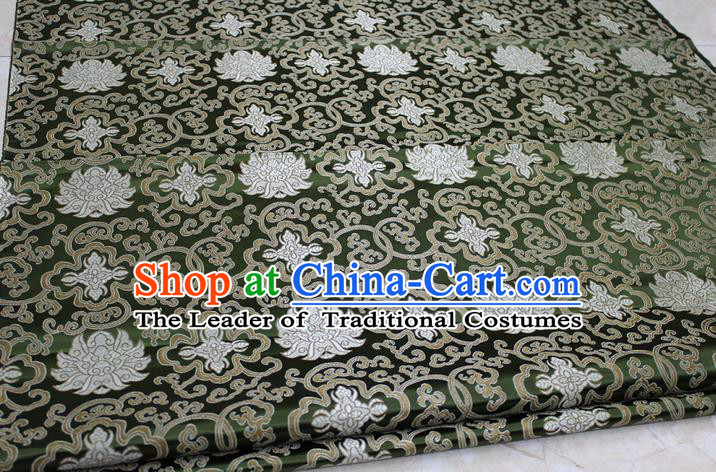 Chinese Traditional Ancient Costume Palace Pattern Mongolian Robe Deep Green Brocade Tang Suit Satin Cheongsam Fabric Hanfu Material