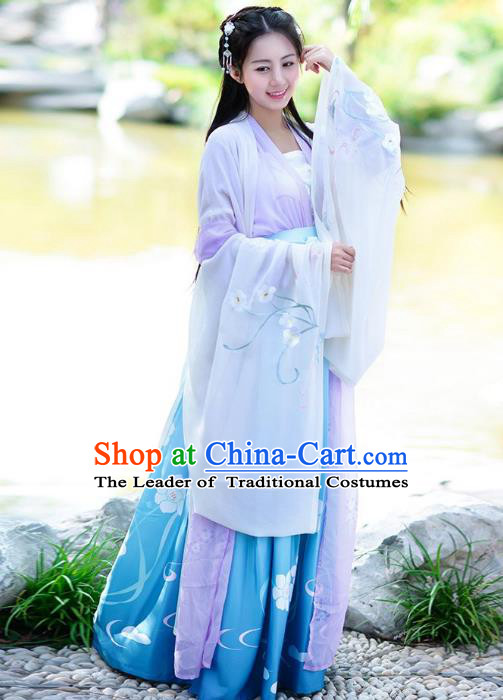 Traditional Chinese Tang Dynasty Imperial Princess Palace Lady Hanfu Embroidered Costume for Women