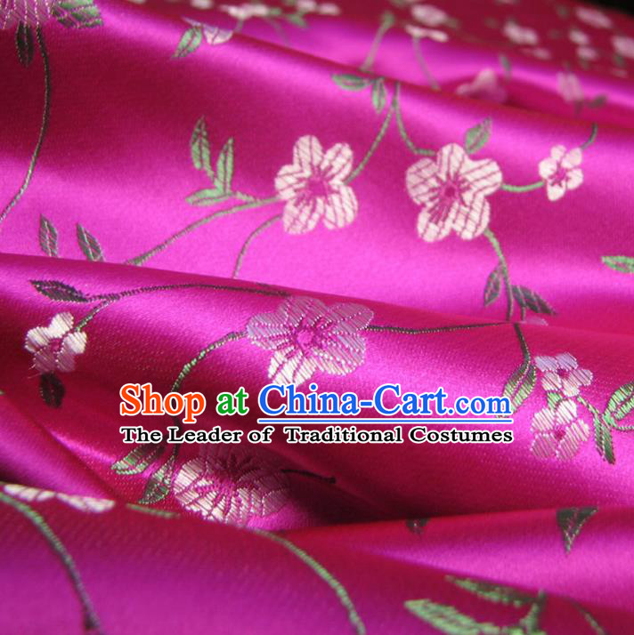 Chinese Traditional Clothing Royal Court Wintersweet Pattern Tang Suit Rosy Brocade Ancient Costume Cheongsam Satin Fabric Hanfu Material