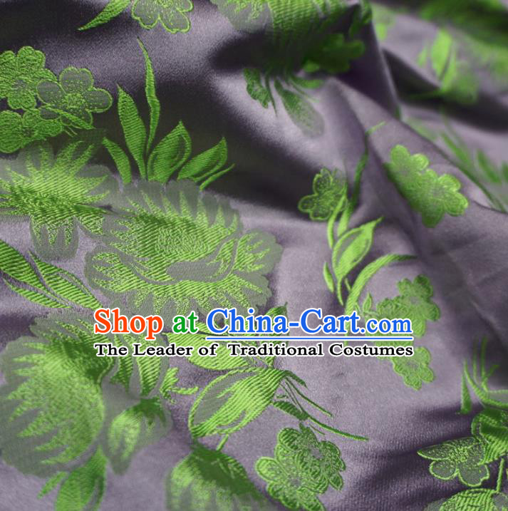 Chinese Traditional Royal Court Flowers Pattern Purple Brocade Ancient Costume Tang Suit Cheongsam Bourette Fabric Hanfu Material