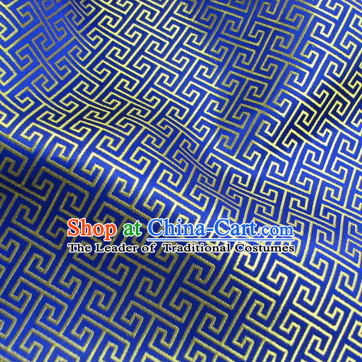 Chinese Traditional Royal Palace Pattern Design Royalblue Brocade Mongolian Robe Fabric Ancient Costume Tang Suit Cheongsam Hanfu Material