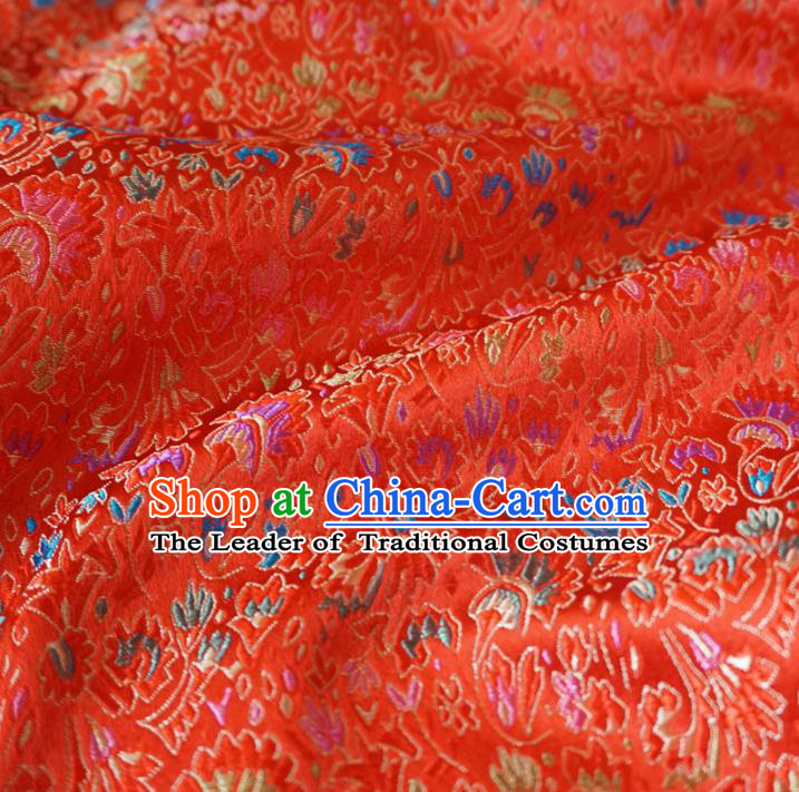 Chinese Traditional Royal Palace Pattern Design Red Brocade Xiuhe Suit Fabric Ancient Costume Tang Suit Cheongsam Hanfu Material