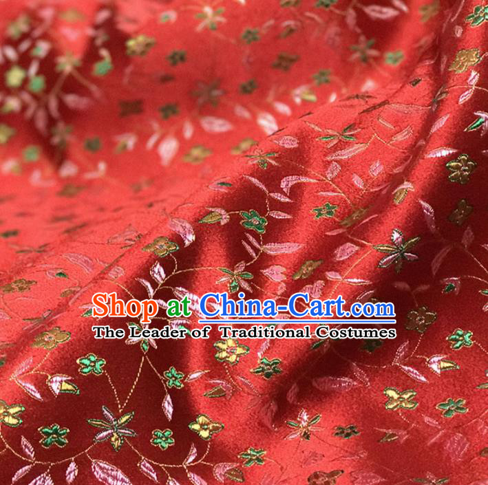 Chinese Traditional Royal Palace Flowers Pattern Design Red Brocade Fabric Ancient Costume Tang Suit Cheongsam Hanfu Material