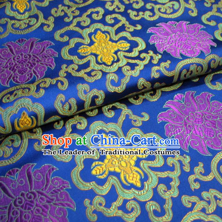 Chinese Traditional Palace Pattern Hanfu Royalblue Brocade Mongolian Robe Fabric Ancient Costume Tang Suit Cheongsam Material