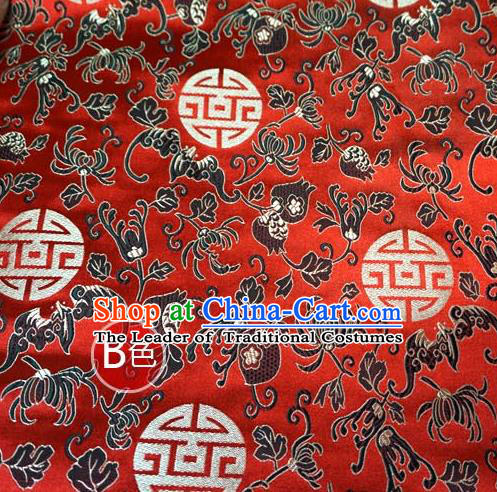 Chinese Traditional Palace Chrysanthemum Pattern Hanfu Red Brocade Fabric Ancient Costume Tang Suit Cheongsam Material