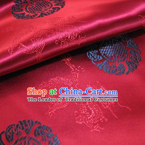 Chinese Traditional Palace Dragons Pattern Design Hanfu Red Brocade Fabric Ancient Costume Tang Suit Cheongsam Material