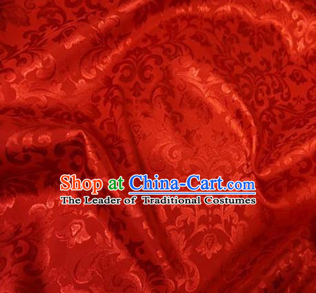 Chinese Traditional Palace Pattern Hanfu Red Brocade Fabric Ancient Costume Tang Suit Cheongsam Material