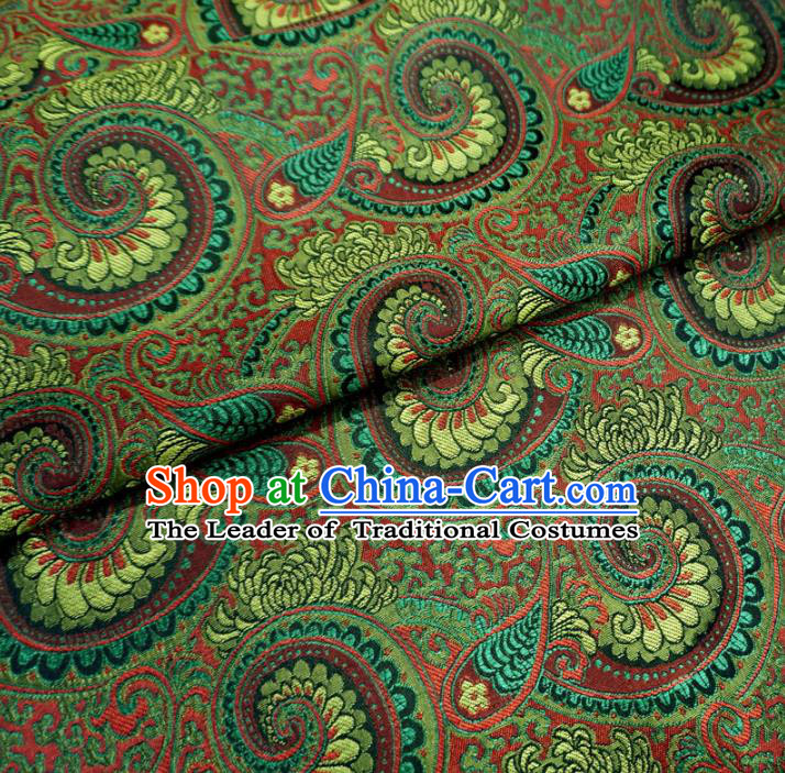 Chinese Traditional Palace Conch Pattern Hanfu Green Brocade Fabric Ancient Costume Tang Suit Cheongsam Material