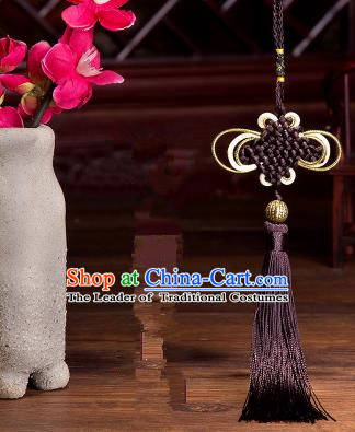 Traditional Chinese Fans Accessories Pendant Brown Tassel Chinese Knots Fans Pendant