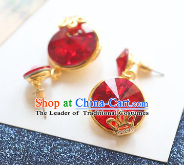 Chinese Traditional Bride Jewelry Accessories Eardrop Princess Wedding Red Crystal Earrings for Women