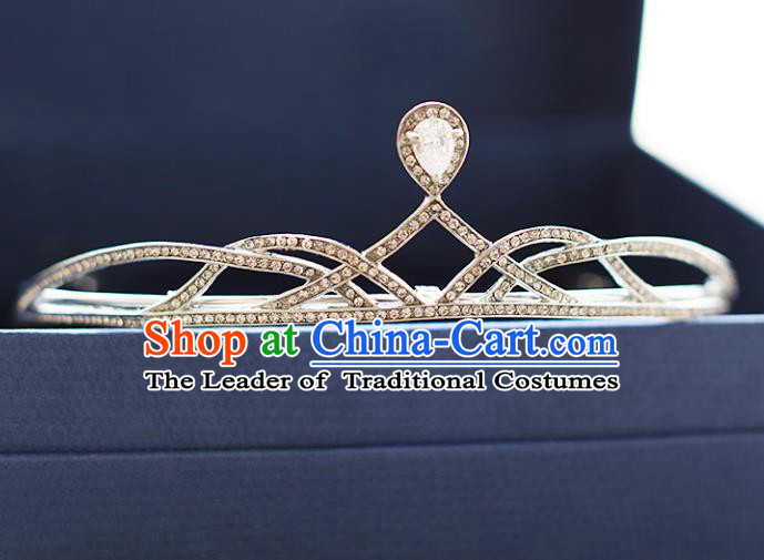 Chinese Traditional Bride Hair Accessories Baroque Princess Zircon Hair Clasp Wedding Crystal Royal Crown for Women