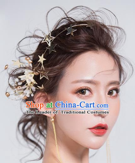 Chinese Traditional Bride Hair Jewelry Accessories Wedding Baroque Retro Star Hair Clasp for Women