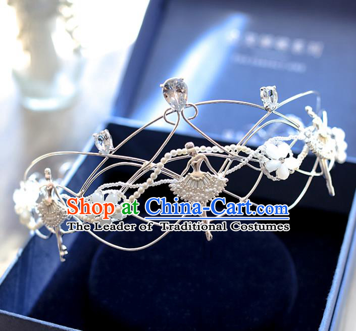 Chinese Traditional Hair Accessories Baroque Bride Hair Clasp Wedding Crystal Royal Crown for Women