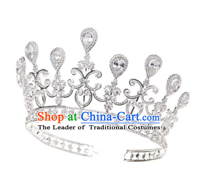 Chinese Traditional Hair Accessories Baroque Hair Clasp Wedding Bride Crystal Royal Crown for Women