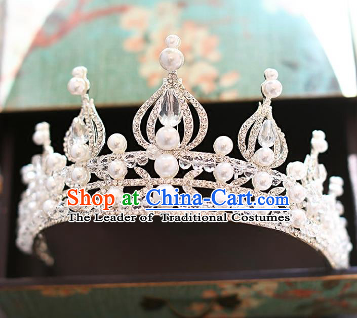 Chinese Traditional Hair Accessories Baroque Bride Hair Clasp Wedding Princess Crystal Royal Crown for Women