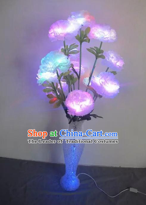 Chinese Traditional Electric LED Peony Flowers Lantern Desk Lamp Home Decoration Lights