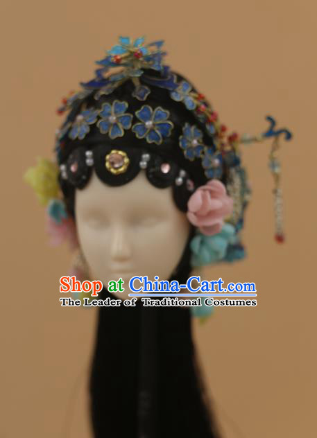 Chinese Traditional Silk Figurine Doll Hair Accessories Hairpins Ancient Beijing Opera Actress Headwear