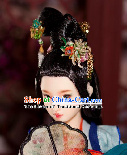 Chinese Traditional Silk Figurine Doll Hair Accessories Hairpins Ancient Han Dynasty Princess Headwear