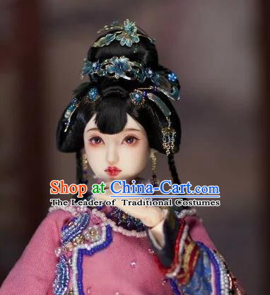Chinese Traditional Silk Figurine Doll Hair Accessories Flowers Hairpins Ancient Princess Headwear