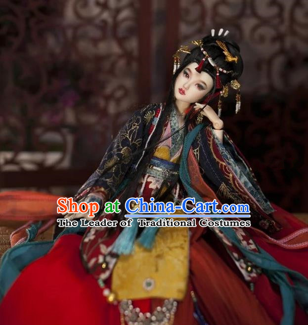 Chinese Traditional Silk Figurine Doll Hair Accessories Hairpins Ancient Tang Dynasty Princess Headwear