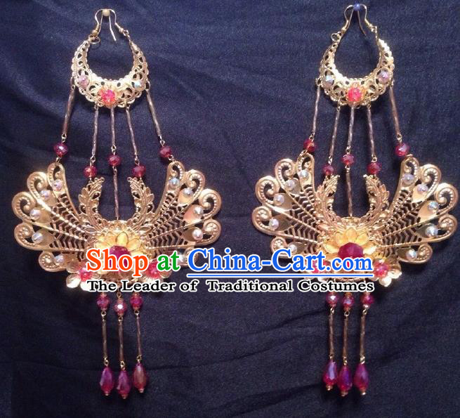 Chinese Traditional Wedding Accessories Ancient Princess Tassel Earrings for Women