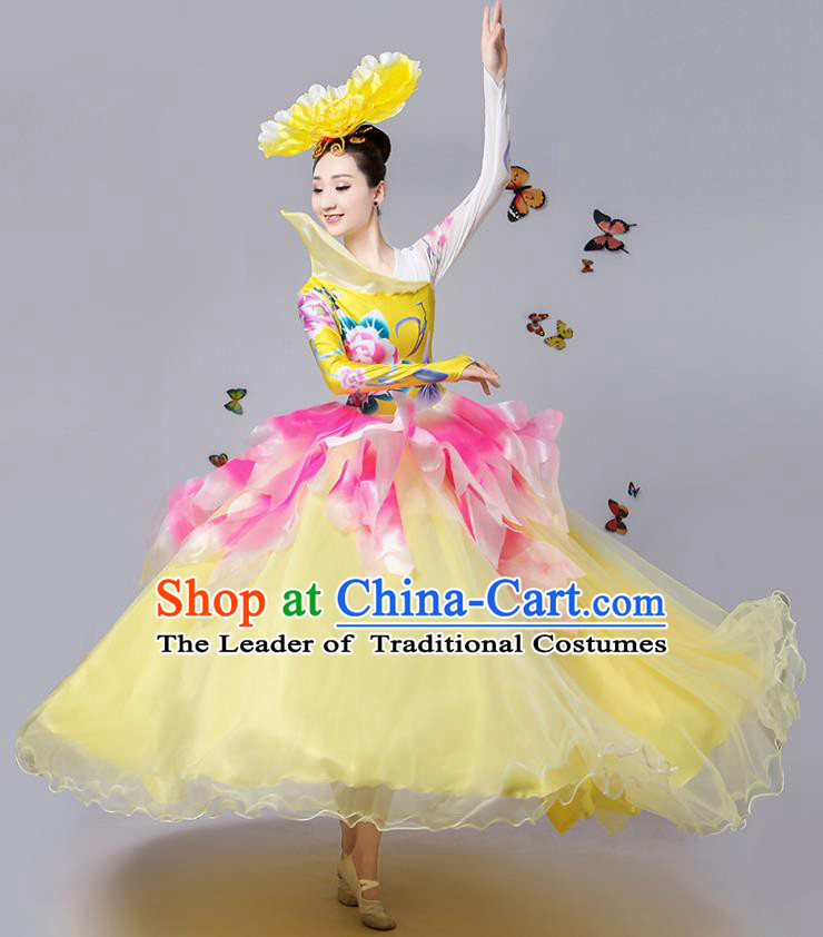 Traditional Chinese Modern Dance Opening Dance Bubble Dress Clothing for Women