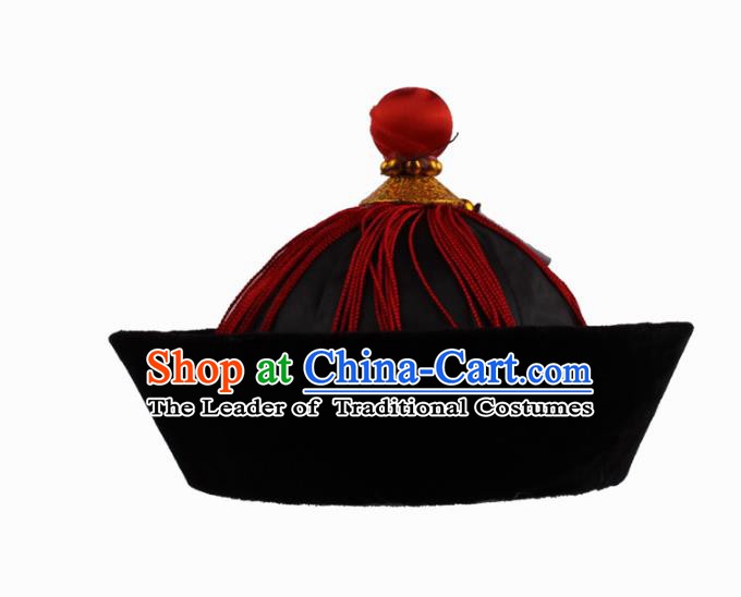 Asian Chinese Beijing Opera Qing Dynasty Minister Hat, Traditional China Peking Opera Eunuch Headwear