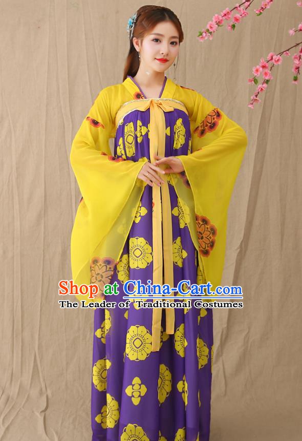 Traditional Chinese Tang Dynasty Princess Fairy Costume, China Ancient Palace Lady Hanfu Clothing for Women