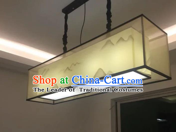 Traditional Chinese Handmade Painting Landscape Sheepskin Palace Lantern China Ceiling Palace Lamp