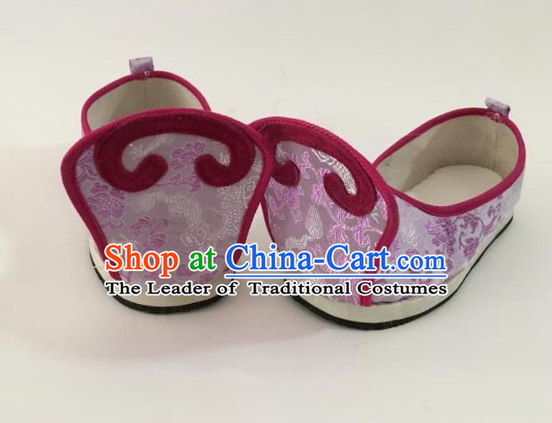 Traditional Chinese Ancient Han Dynasty Princess Embroidered Purple Blood Stained Shoes, China Handmade Hanfu Embroidery Shoes for Women