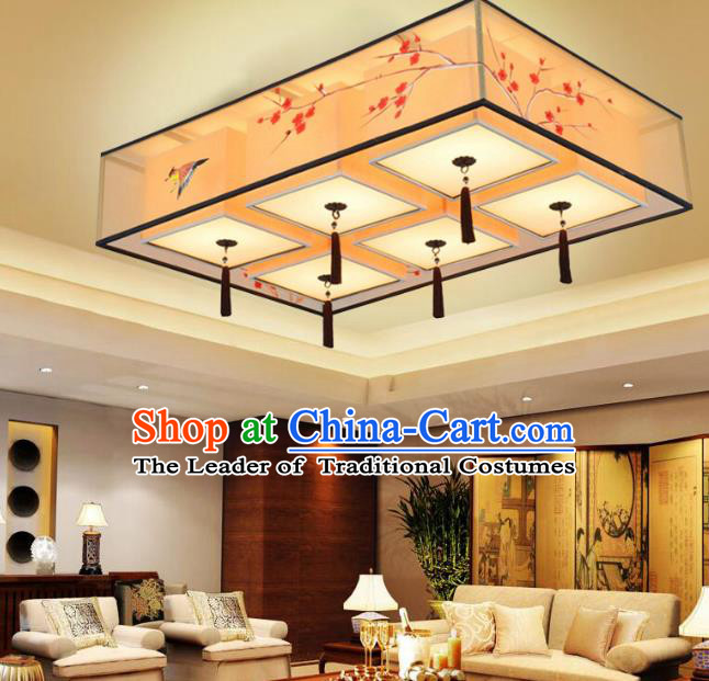 Traditional Chinese Handmade Painting Wintersweet Silk Palace Lantern China Ceiling Palace Lamp