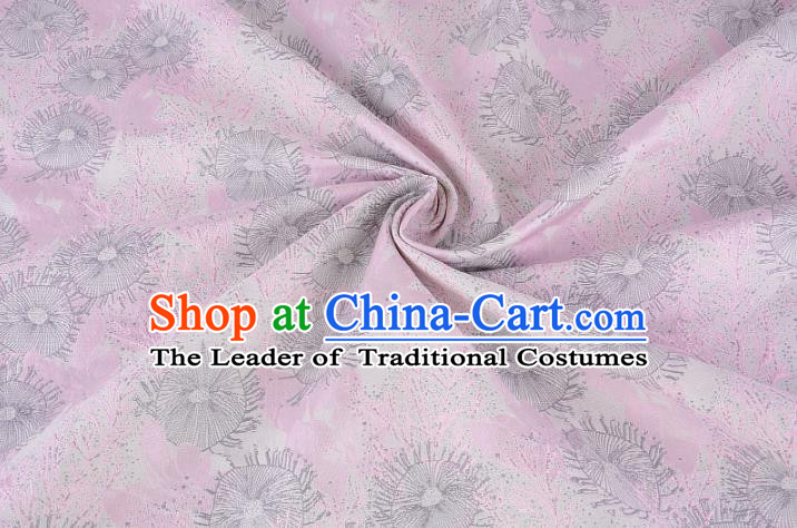 Chinese Traditional Costume Royal Palace Jacquard Weave Pine Needles Pink Brocade Fabric, Chinese Ancient Clothing Drapery Hanfu Cheongsam Material