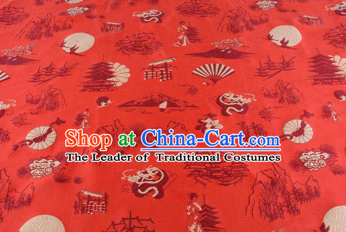 Chinese Traditional Costume Royal Palace Pattern Red Brocade Fabric, Chinese Ancient Clothing Drapery Hanfu Cheongsam Material