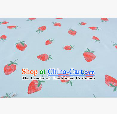 Chinese Traditional Costume Royal Palace Strawberry Pattern Green Fabric, Chinese Ancient Clothing Drapery Hanfu Cheongsam Material