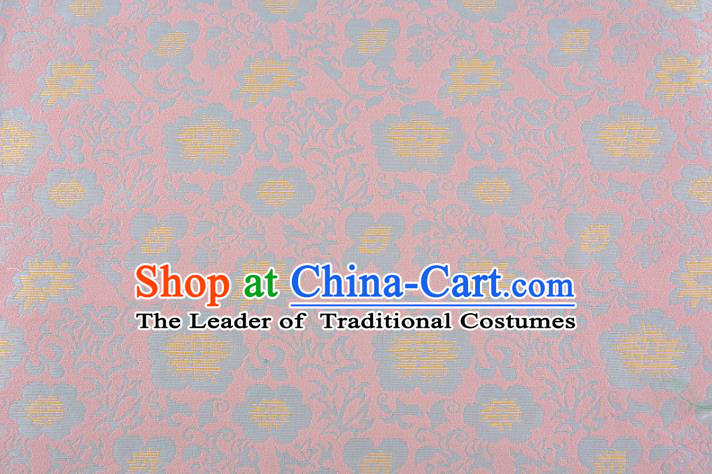 Chinese Traditional Costume Royal Palace Flowers Pattern Pink Brocade Fabric, Chinese Ancient Clothing Drapery Hanfu Cheongsam Material