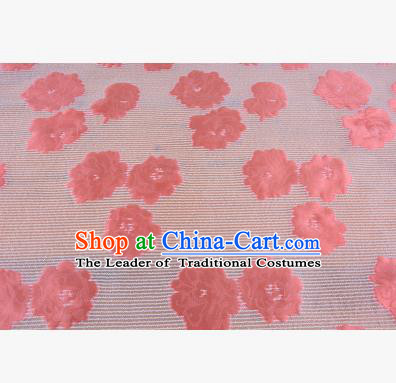 Chinese Traditional Costume Royal Palace Pink Flowers Pattern Brocade Fabric, Chinese Ancient Clothing Drapery Hanfu Cheongsam Material