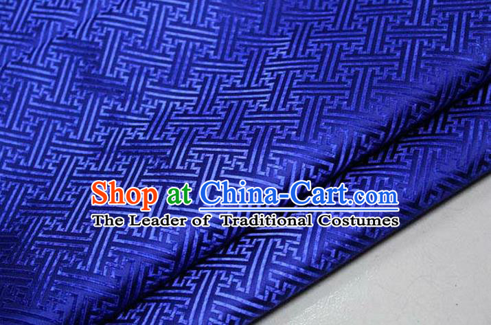 Chinese Traditional Costume Royal Palace Pattern Mongolian Robe Royalblue Brocade Fabric, Chinese Ancient Clothing Drapery Hanfu Cheongsam Material